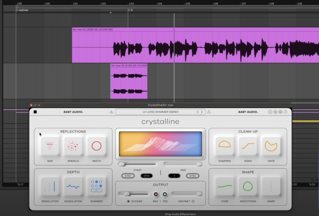 Adding a long reverb using BABY Audio's Crystalline.